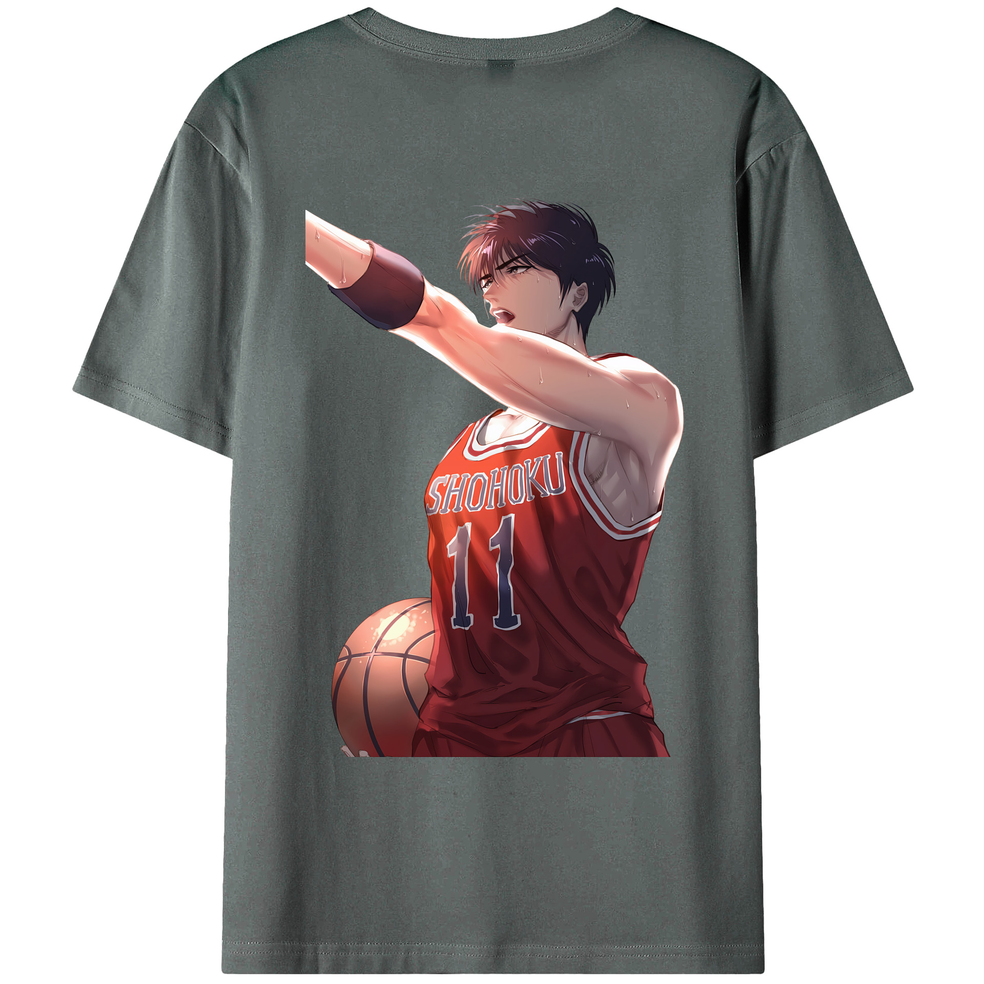 （画像用） SLAM DUNK／スラムダンク 綿100％ メンズ半袖Tシャツ（バックプリント） 通気性